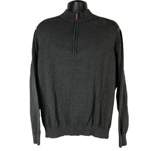 Devon & Jones Men's Sz Lg  Manchester Sweater Long Sleeve Gray  Pullover 1/4 Zip